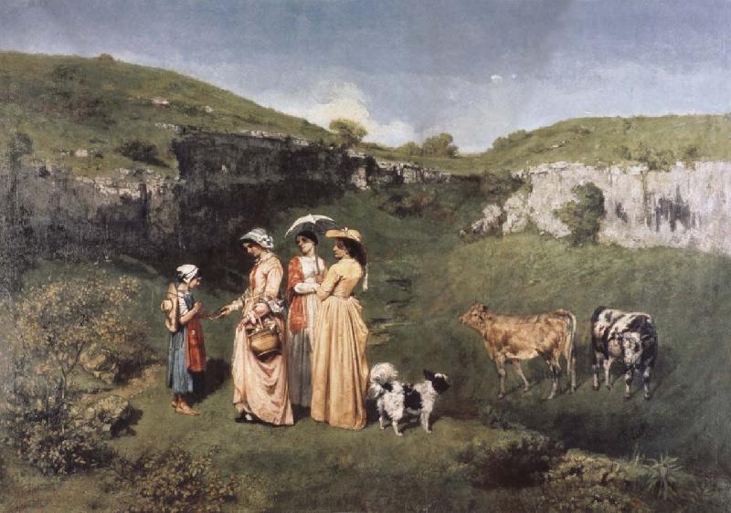 Gustave Courbet young women from the Village oil painting picture